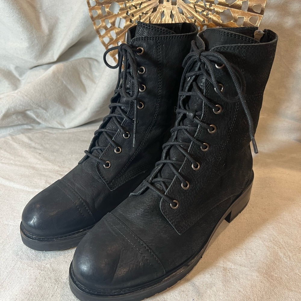 All Saints Black Lace Up Boots - Picture 2 of 9